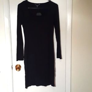 Black ribbed midi dress